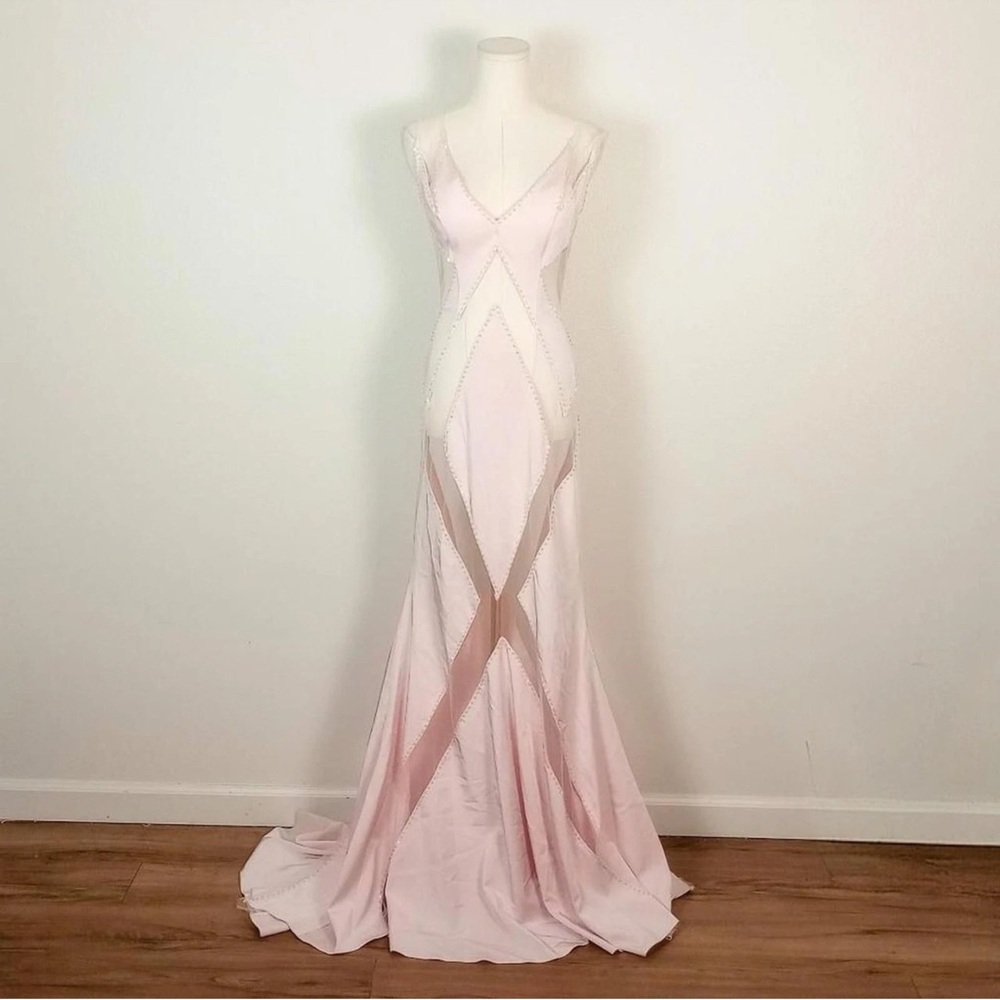 Sleeveless Pale Pink Evening Gown - Picture 2 of 3